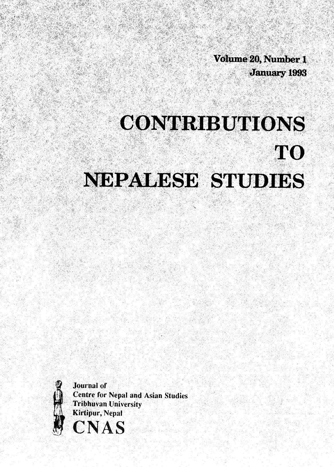 Contributions To Nepalese Studies: Volume20-01